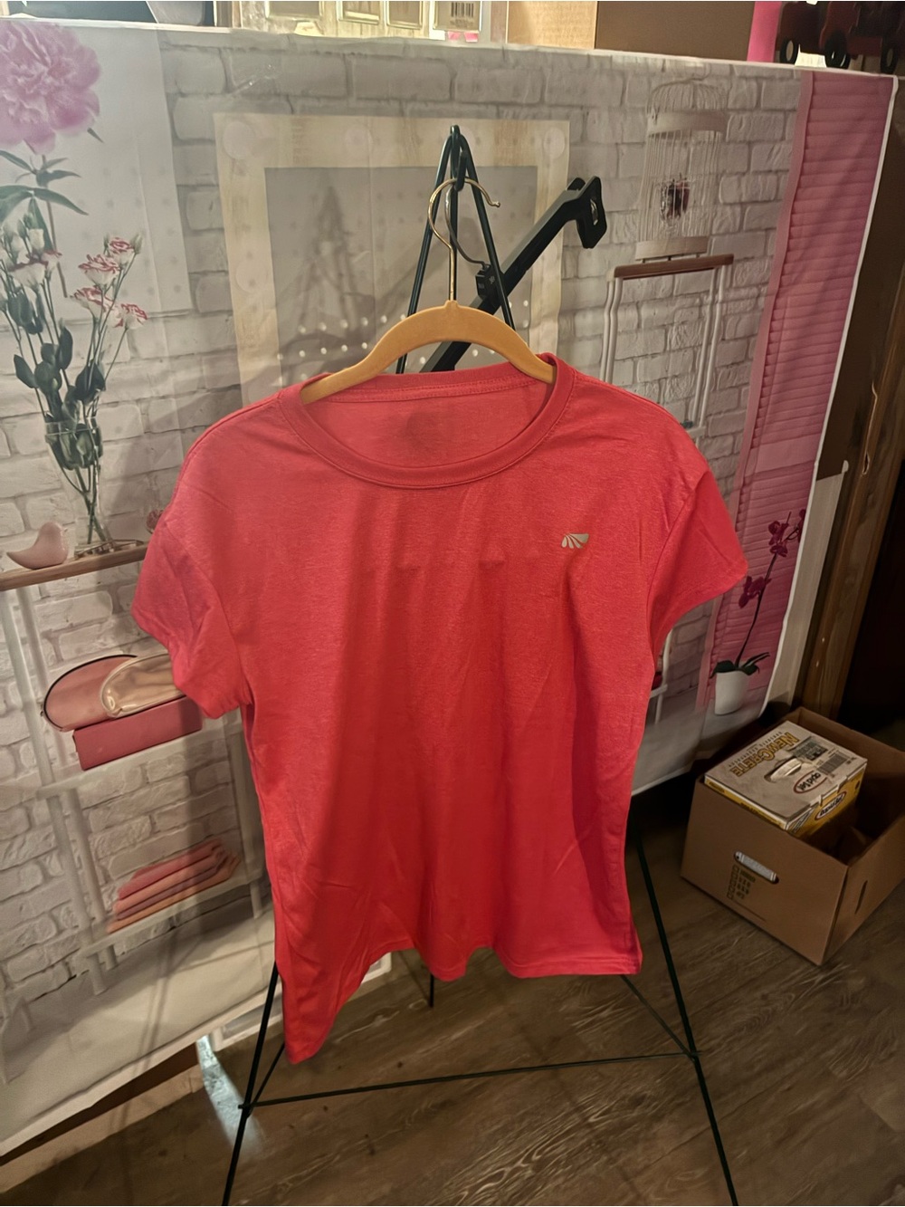 Coral Pink Active Tee with Small Logo